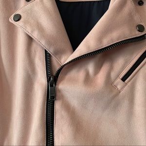 Feather Pink Faux Suede Motto Jacket